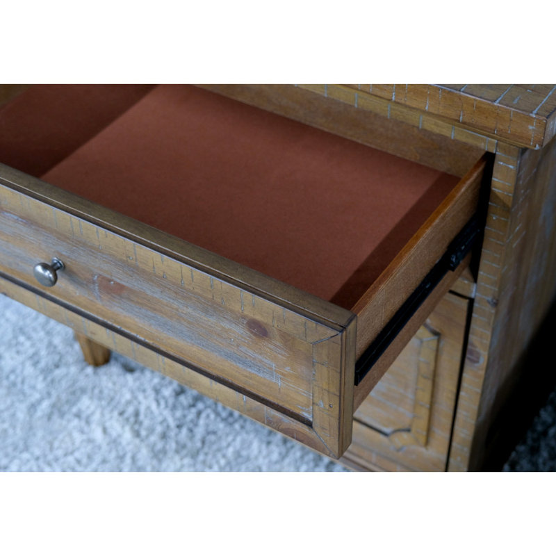 Rahul Rustic Nightstand with USB & Reviews Birch Lane